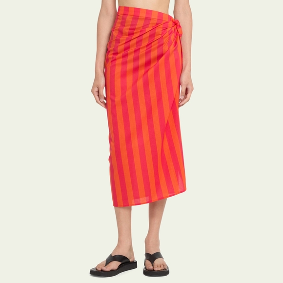 NWT Solid Striped Berry/Coral Orange Oxford Stripe The Long Wrap